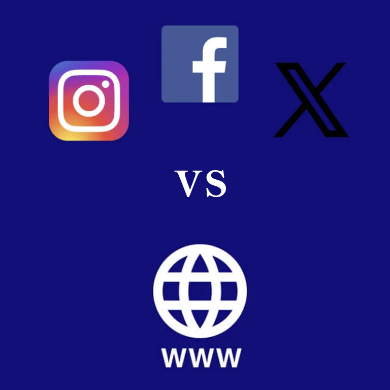 Comparação entre redes sociais e site próprio